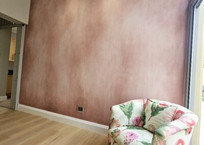 Dusty pink paint effect for bedroom wall by Designer Brushworx