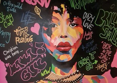 Designer Brushworx Ghetto lady as creative mural for small spaces