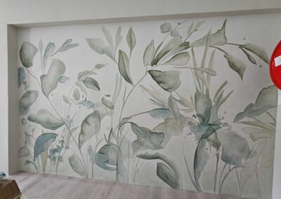 soft botanical hues feature wall by Designer Brushworx